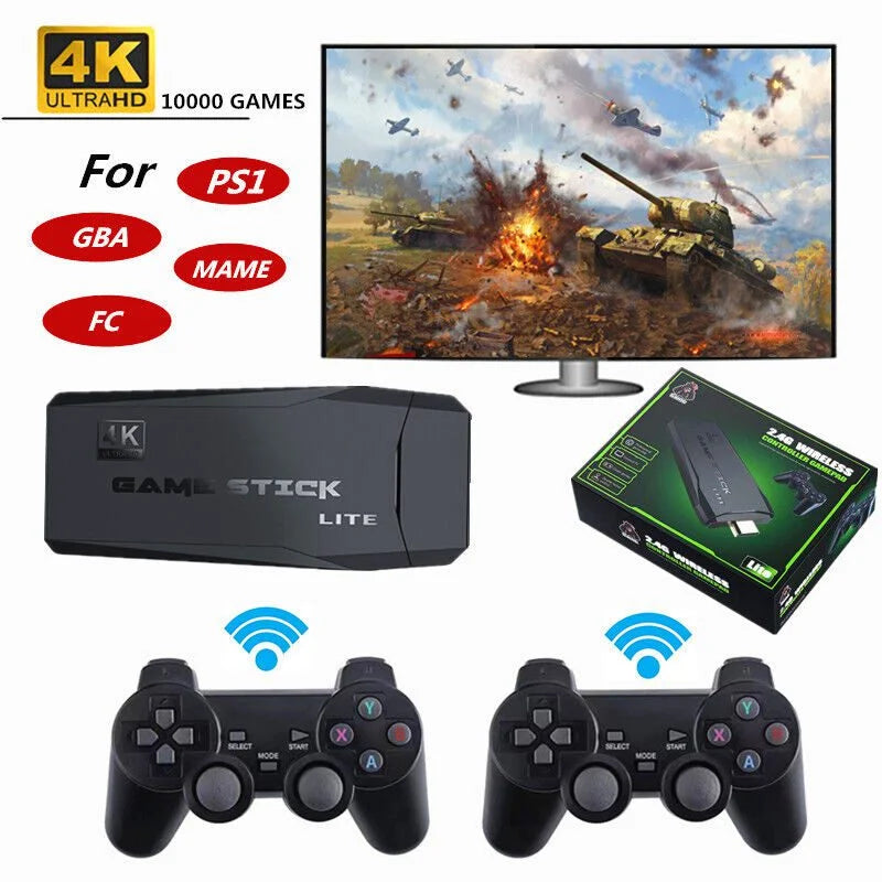 M8 (64GB) HDMI Game Stick Lite Console – 2.4G Wireless Controllers – 4K – 10,000 Video Game Retro Box – Plug and Play M8 (64GB) HDMI Game Stick Lite Console – 2.4G Wireless Controllers – 4K – 10,000 Video Game Retro Box – Plug and Play